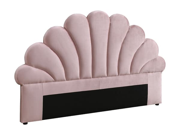 Vente-unique - Snäckformat sänggavel - 160 cm - Sammet - Rosa - MOANA