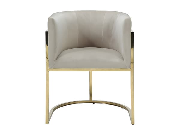 Vente-unique - Stol med armstöd - Sammet och rostfritt stål - Beige och guldfärgad - PERIA