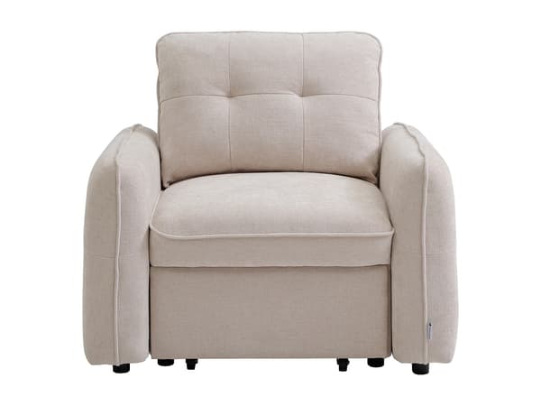 Vente-unique - Konvertibel fåtölj i beige texturerat tyg POBAVA
