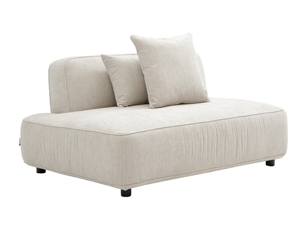 Vente-unique - Vänstervänd schäslong i beige chenilletyg LELACO