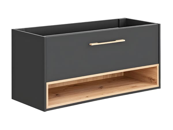 Vente-unique - Upphängt badrumsmöbel i mörgrått - 120 cm - YANGRA