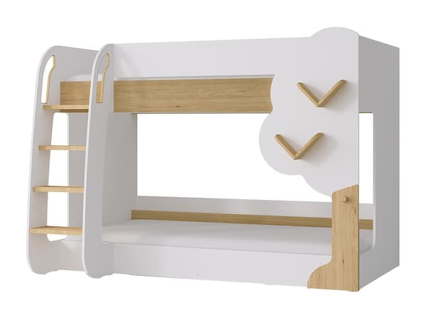 Vente-unique - Våningssäng 2 x 90 x 190 cm - Vit och Naturell - PILATI