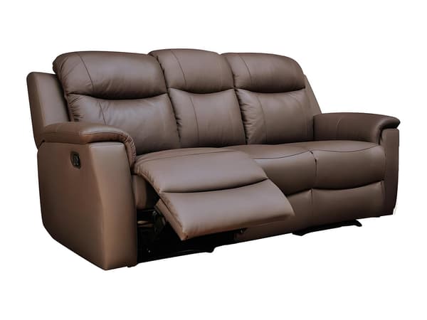 Vente-unique - 3-sits reclinersoffa i brunt läder EVASION
