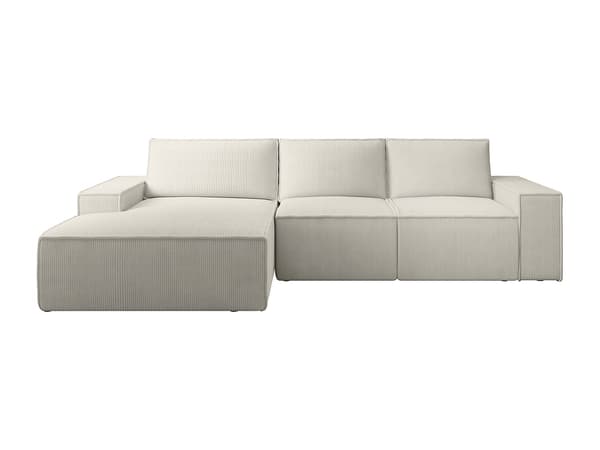Vente-unique - Stor bäddsoffa vänsterställd beige manchester AMELIA