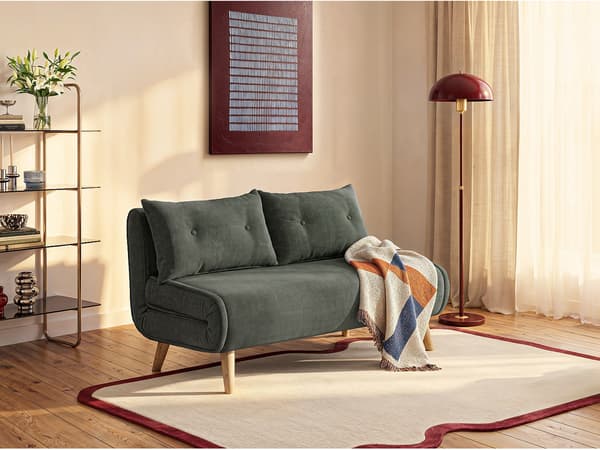 Vente-unique - Bäddsoffa 2 platser - Tyg - Grön VALERIO