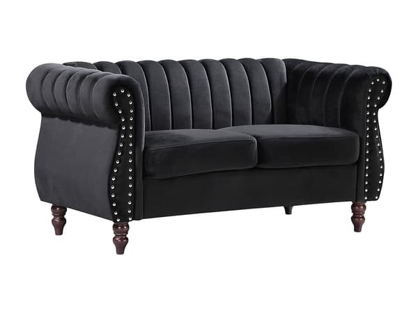 Vente-unique - 2-sits chesterfieldsoffa i sammet TRUMBO - Svart