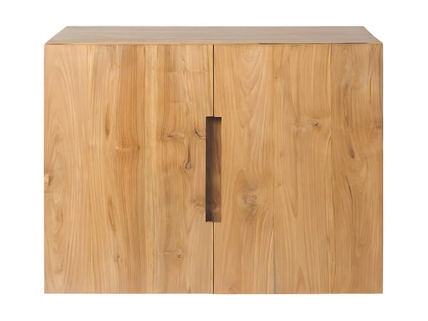Vente-unique - Upphängd underskåp för tvättställ i ljus teak - 80 cm - SAWAN