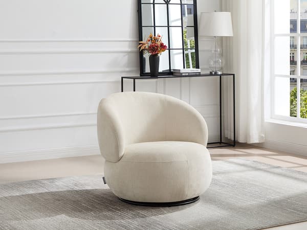 Vente-unique - Vridbar fåtölj i beige texturerat tyg LACAZO