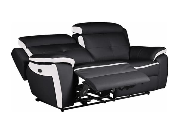 Vente-unique - 3-sits eletrisk reclinersoffa i läder ANGELIQUE – Svart/vit