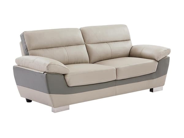 Vente-unique - 3-sits lädersoffa FRANCESCA - Taupe