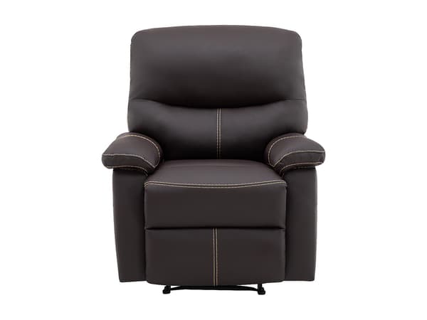 Vente-unique - Reclinerfåtölj i brun läderimitation CANBY