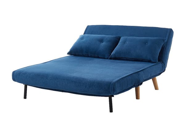 Vente-unique - 2-sitsig konvertibel soffa i blått tyg VALERIO