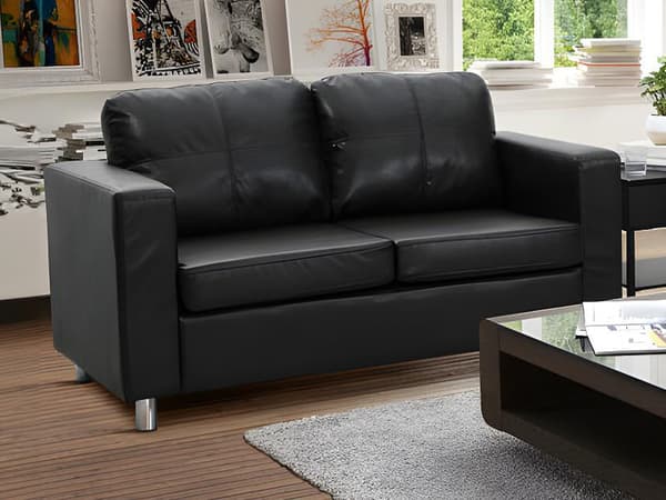 Vente-unique - 2-sits soffa i läderimitation ACKLEY - Svart