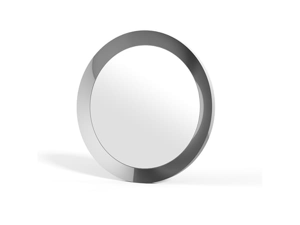 Vente-unique - Rund väggspegel i aluminium - D. 90 cm - Förkromad - ZIRYA