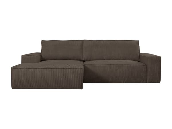 Vente-unique - Vänstervändvänd bäddsoffa i brun manchester AMELIA