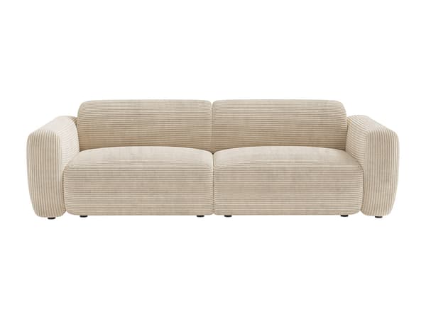 Vente-unique - 4-sitsig bäddsoffa i ribbad sammet, beige - Maison Céphy POGNI