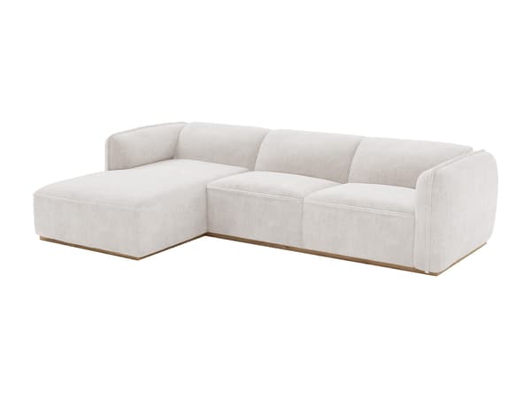 Vente-unique - Vänstervänd hörnsoffa i beige chenilletyg och träbas CANOBRU