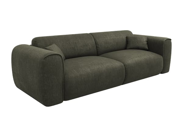 Vente-unique - 4-sitsig bäddsoffa express i texturerat kakigrönt tyg POGNIA
