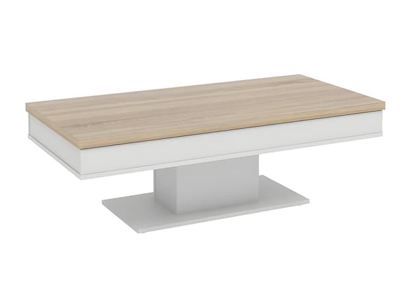 Vente-unique - Soffbord ASTULIA - med förvaring - Vit - Skiva med ekeffekt