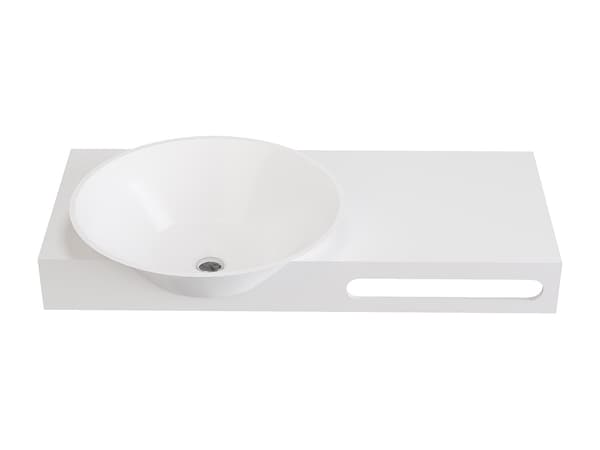 Vente-unique - Väggmonterat tvättställ med handdukshängare vit solid surface 100 × 54 × 20 cm YUMIKO