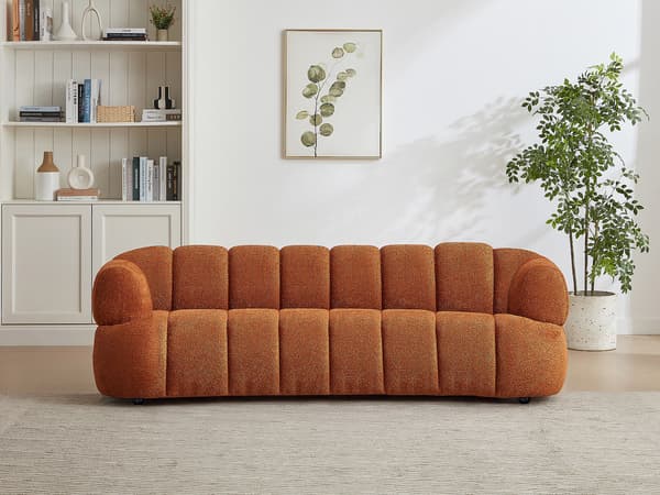 Vente-unique - 3-sits soffa i terrakotta bouclé-tyg COLIANI