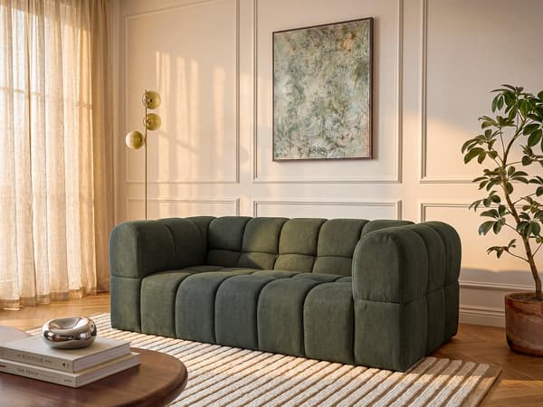 Vente-unique - 2-sitsig soffa i texturerat tyg - Khaki RIMALO