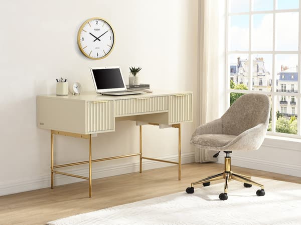 Vente-unique - Skrivbord med förvaring - Beige och guld - VITESDA
