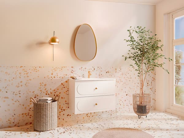 Vente-unique - Upphängt underskåp för tvättställ - Vit - 80 cm - SATOBAL