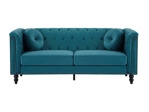 Vente-unique - 3-sits soffa i sammet - Petrolblå - TURNER