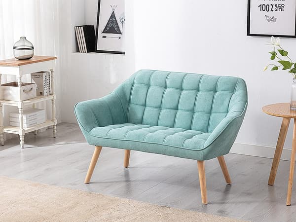 Vente-unique - 2-sits soffa i havsgrönt tyg CASERTA