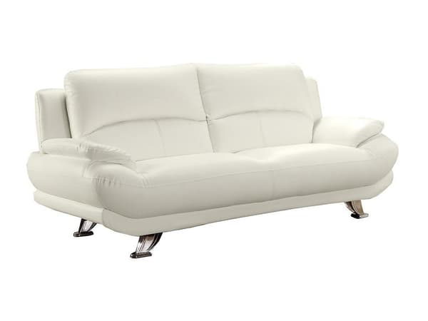 Vente-unique - 3-sits soffa i läderimitation MUSKO - Elfenbensvit