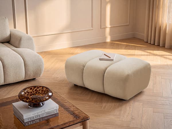 Vente-unique - Puff i beige tyg FRIDORA