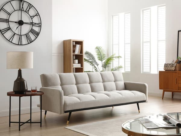 Vente-unique - ROREMA 3-sits bäddsoffa i beige tyg