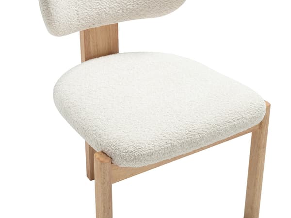 Vente-unique - Set med 2 stolar i bouclétyg och gummiträd - Vit - WILANA