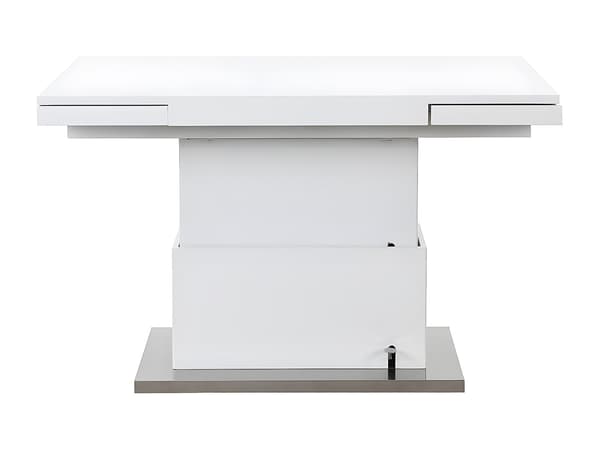 Vente-unique - Förlängnings- och höjbar bord LAURIA - 2 i 1 - lackerad MDF - Vit
