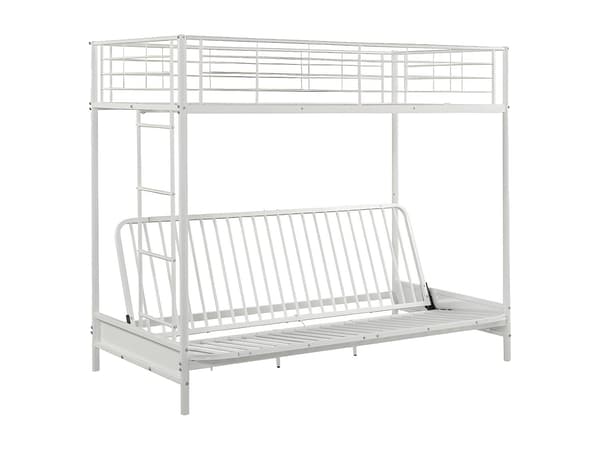 Vente-unique - Loftsäng 90 x 190 cm - Med bäddsoffa - Metall - Vit - MODULO V