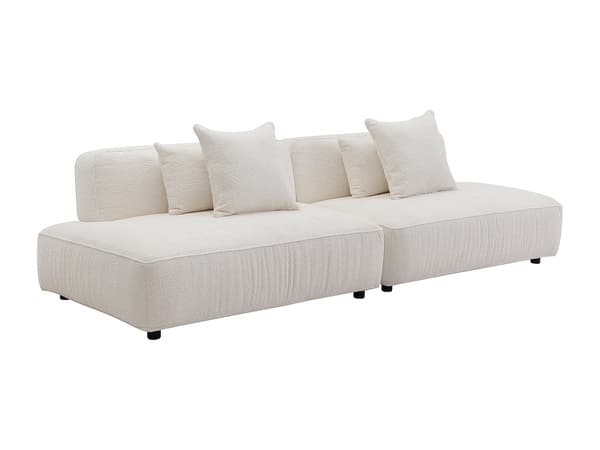 Vente-unique - 5-sitsig öppen modulär soffa i offwhite bouclé-tyg LELACO