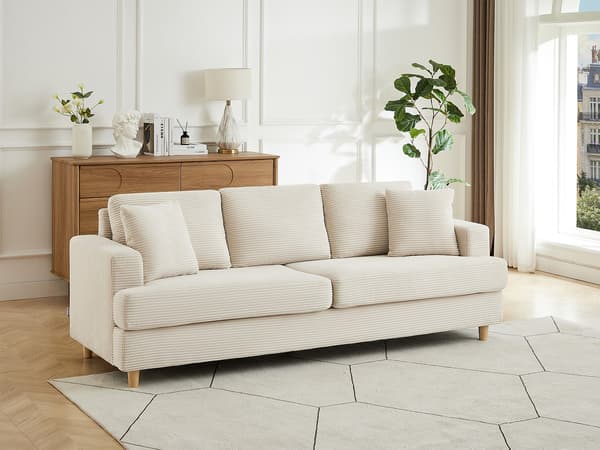 Vente-unique - 3-sits soffa i manchestersammet i beige YOCABA