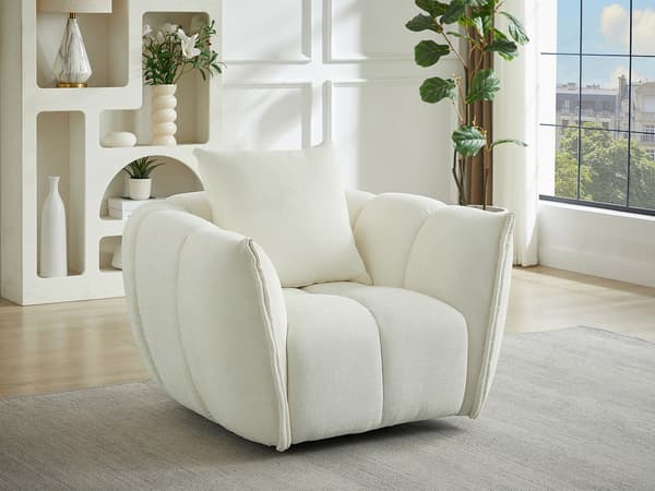 Vente-unique - Svängbar fåtölj i beige texturerat tyg GONOLON