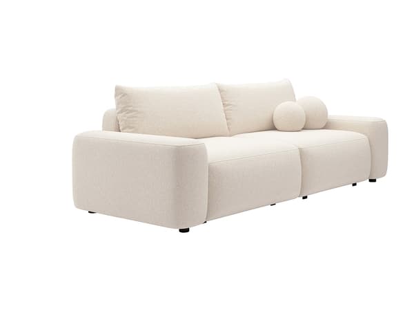 Vente-unique - 4-sits bäddsoffa krämvit texturerat tyg DAVISO