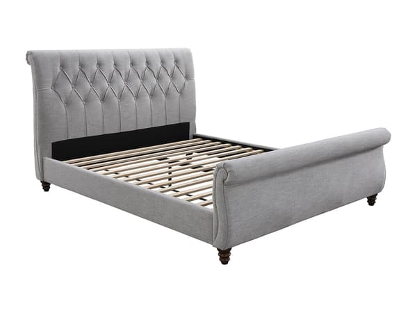 Vente-unique - Säng 160 x 200 cm med Vadderad sänggavel - Grå - BALANSANO