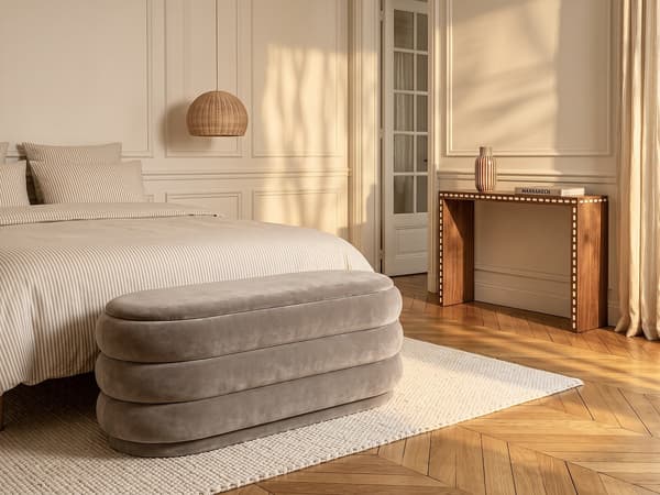 Vente-unique - Bänkförvaring - Sammet - Taupe - ECAMBI