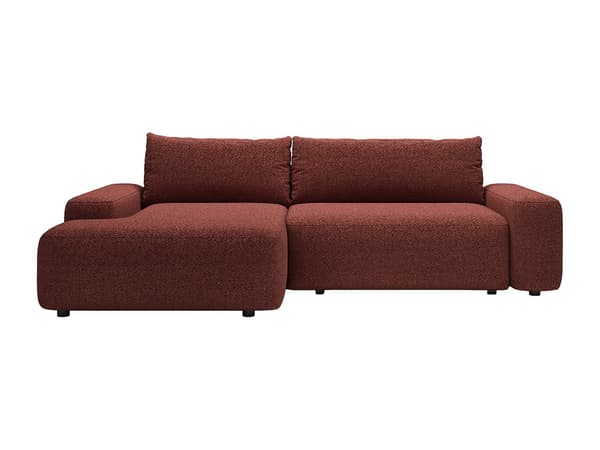 Vente-unique - Vänstervänd bäddsoffa i vinröd chenilletyg DAVISO