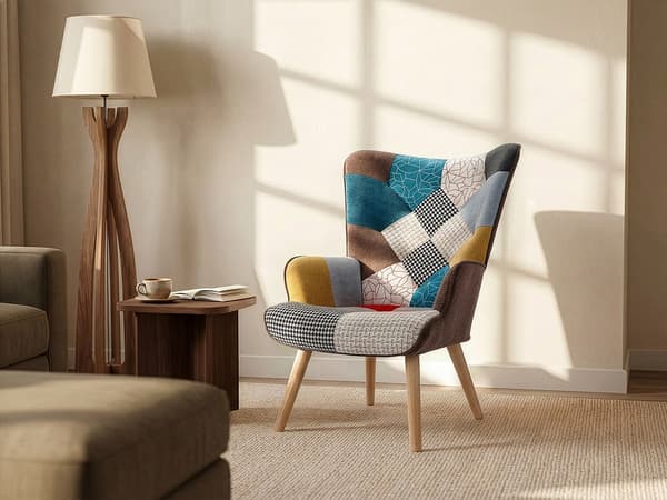 Vente-unique - Fåtölj i patchworktyg VATELY