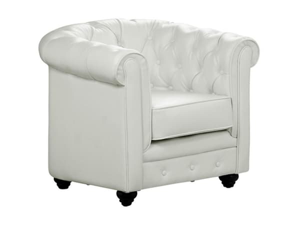 Vente-unique - Fåtölj i läderimitation CHESTERFIELD - Vit