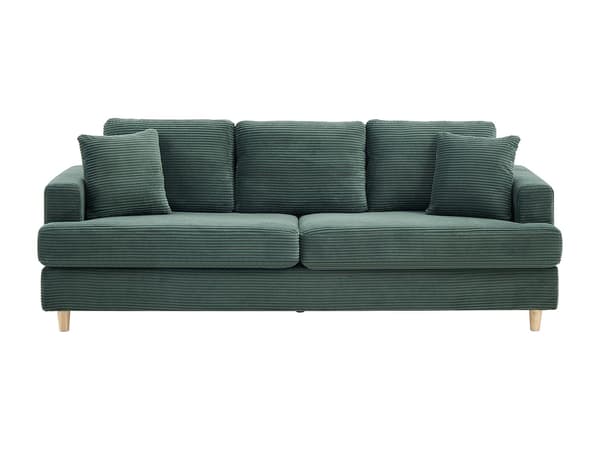 Vente-unique - 3-sits soffa i grönt manchestertyg YOCABA
