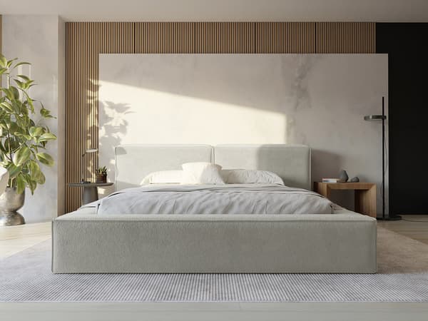 Vente-unique - Sängbänk 140 x 190 cm - Bouclé tyg - Beige - TIMANO