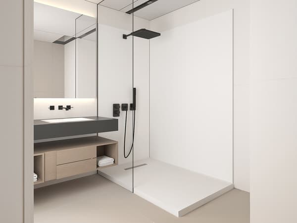Vente-unique - Set med 2 duschväggpaneler i vit aluminium med profiler 90 × 120 × 210 cm ITZIAR