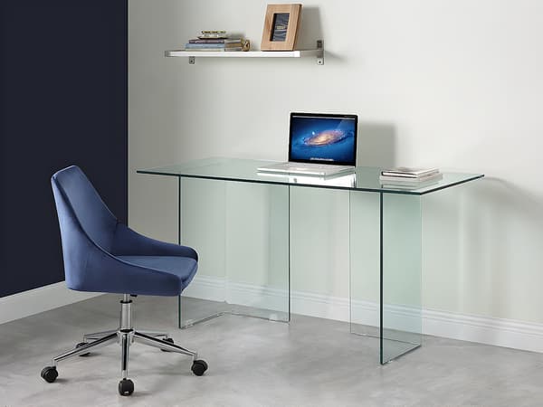 Vente-unique - Skrivbord CLARISSA - Härdat glas - Transparent