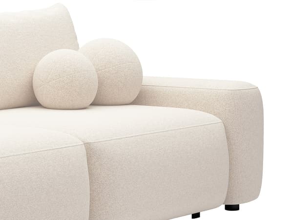 Vente-unique - 4-sits bäddsoffa krämvit texturerat tyg DAVISO